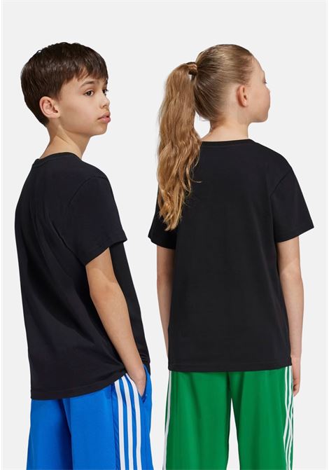 T-shirt a manica corta TREFOIL nera per bambino e bambina ADIDAS ORIGINALS | IY7421.